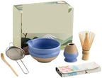 Matcha Set 6PCS Ceramic Bowl Whisk Teaspoon Essential Tea Making Accessories(6pcs blue) by Unknown