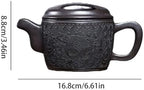 Tea Kettle Retro Hand-engraved Black Clay Ceramic Teapot Chinese Tea Ceremony Tea Set Ceramic Tea Infuser - Image 2