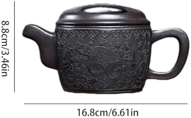 Tea Kettle Retro Hand-engraved Black Clay Ceramic Teapot Chinese Tea Ceremony Tea Set Ceramic Tea Infuser - Image 2