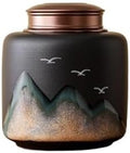 Tea Tins Ceramic Tea Canister with Spiral Suction Double Lid High Grade Sealed Storage Jar Tea Caddy(Black,Large) by Unknown
