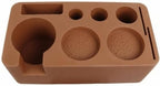 Non-Slip Coffee Tamper Kit Organizer | Perforated Dot Texture Pads, pressing Station Base, Silicone pressing Mat with Portafilter Stand, for home use, Brown by Unknown