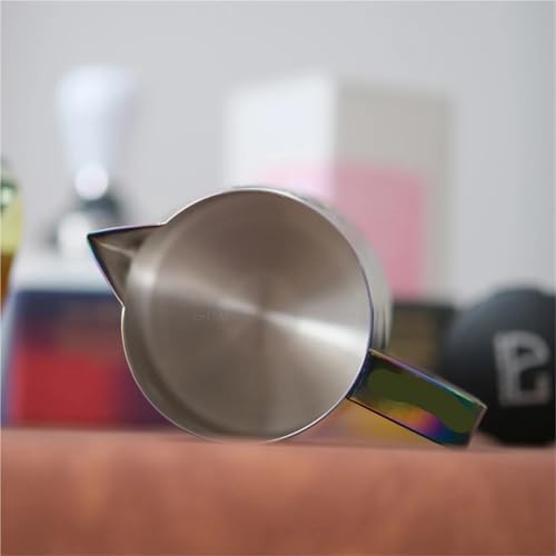 Milk Cappuccino Steaming Frothing Pitcher Stainless Steel Non-Stick frother Jug Pull Flower Cup Perfect for Coffee(Blue Shiny) - Image 2