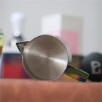 Milk Cappuccino Steaming Frothing Pitcher Stainless Steel Non-Stick frother Jug Pull Flower Cup Perfect for Coffee(Blue Shiny) - Image 2