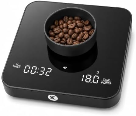 KitchenTour Coffee Scale with Timer, Mini Espresso Scale 0.1g/2kg, Black by KKitchenTour