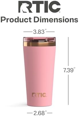 RTIC 18oz Happy Hour Pint Tumbler with Lid, Insulated, Ceramic Lined, Stainless Steel Metal, Portable Travel Cup for Hot and Cold Drink, Rosewater - Image 5