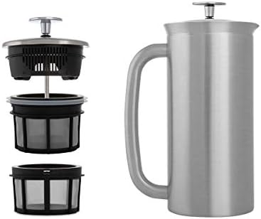 ESPRO - P7 French Press - Double Walled Stainless Steel Insulated Coffee and Tea Maker with Micro-Filter - Keep Drinks Hotter for Longer (Brushed Stainless Steel, 32 Oz) Cleaning Powder - Image 2