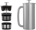 ESPRO - P7 French Press - Double Walled Stainless Steel Insulated Coffee and Tea Maker with Micro-Filter - Keep Drinks Hotter for Longer (Brushed Stainless Steel, 32 Oz) Cleaning Powder - Image 2