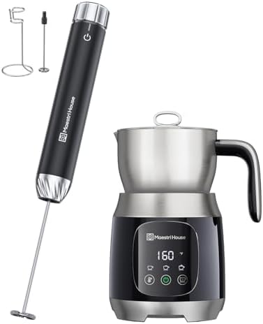 Maestri House Rechargeable Milk Frother with Stepless Speed Control, LunaFro 2.0 Handheld Electric Foam Maker Waterproof Drink Mixer Foamer for Lattes, Cappuccino+DualFro 600 by MaestriHouse