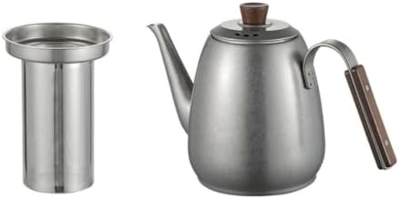 Stainless Steel Teapot Gooseneck Coffee Pot Pour Over Kettle Water Boiler With Wood Knob And Ergonomic Handle Suitable, style to 1, 1600ml With Tea Infuser by Unknown