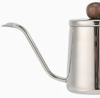 Kettle with Long Gooseneck Spout, Stainless Steel, Non-Slip Natural Wood Handle, Ideal for Regulating Water, Suitable, Silver - Image 4