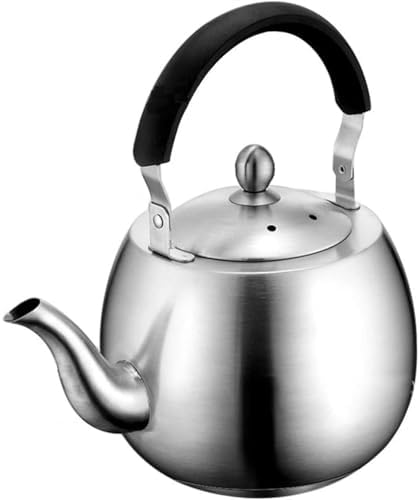 304 Stainless Steel Whistling Tea Kettle with Ergonomic Bakelite Handle Tea Pot Suitable for All Stovetop Kettle Teapot Silver by Unknown