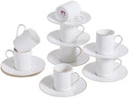 White Porcelain 8-Piece Espresso Cup Set - 3.3oz Demitasse Cups by PRECITIME