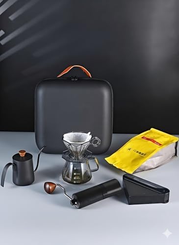 Pour Over Coffee Maker Set,All in One Travel Coffee Kit with Manual Burr Grinder, Stainless Steel Mug & Reusable Filter - Complete Coffee Dripper Set for Camping, Hiking & Office - Image 3