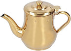 Stainless Steel Tea Pot with Filter, Rust Proof Durable Oil Strainer Pot 500ml Premium Gooseneck Kettle for Hotels Restaurants (Gold) by Restokki