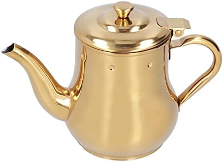 Stainless Steel Tea Pot with Filter, Rust Proof Durable Oil Strainer Pot 500ml Premium Gooseneck Kettle for Hotels Restaurants (Gold) by Restokki