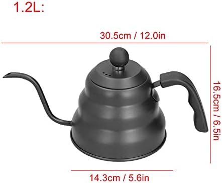 Pwshymi Stainless Steel Gooseneck Kettle, PTFE Coffee Pot with Ergonomic Handle and 3 Layer Composite Base, for Gas Electric Induction Stove Pour Over Coffee Maker (1.2L) - Image 2