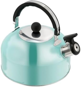 SOLUSTRE Stainless Steel Tea Kettle Whistling Tea Kettle for Stovetop Flat Bottom Boiling with Non Drip Spout and Ergonomic Handle 7.48 X 7.28 X 7.28 in for Home Office by SOLUSTRE