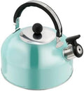 SOLUSTRE Stainless Steel Tea Kettle Whistling Tea Kettle for Stovetop Flat Bottom Boiling with Non Drip Spout and Ergonomic Handle 7.48 X 7.28 X 7.28 in for Home Office by SOLUSTRE