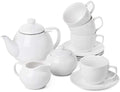 BTaT Royal Tea Set - 4 Porcelain Tea Cups (8oz), Pot (32oz), Creamer & Sugar Set by BrewToATea