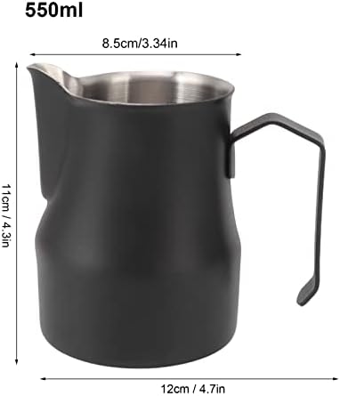 Metal Milk Frother Cup with Scale, 304 Stainless Steel Milk Frothing Pitcher, Latte Cup for Home Office Cafe Hotel (Matte Black 550ml) - Image 2