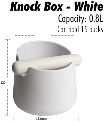 Coffee Knock Box White Coffee Knock Box with Rubber Bar 800ML Black Grounds Container Anti Slip Grind Waste Dump Bin(WHITE) - Image 2