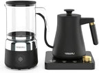 Ultimate Home Barista Bundle: 1200W Gooseneck Electric Kettle & 5-in-1 Milk Frother Set - Precision Pour Over Coffee Maker with ±1°F Temp Control plus Automatic Hot/Cold Foam Steamer for Latte by YESERLIUS