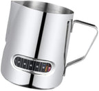 12/20oz Milk Frothing Pitcher with Temperature Display Stainless Steel Frother Jug Cup for Latte Art Barista(350ml 12oz) by Unknown