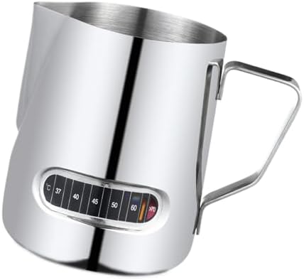 12/20oz Milk Frothing Pitcher with Temperature Display Stainless Steel Frother Jug Cup for Latte Art Barista(600ml 20oz) by Unknown
