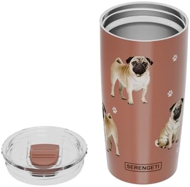 Pug SERENGETI 20 Oz. Stainless Steel, Vacuum Insulated Tumbler with Spill Proof Lid - 3D Print - Insulated Travel mug for Hot or Cold Drinks (Pug Tumbler) - Image 2