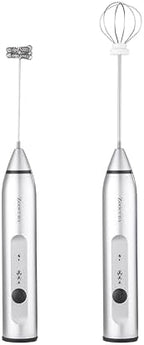 Zoocura Electric Whisk Milk Frother with 2 Whisks, Handheld Foam Maker For Coffee, Latte, Cappuccino, Hot Chocolate, Durable Drink Mixer by ZOOCURA