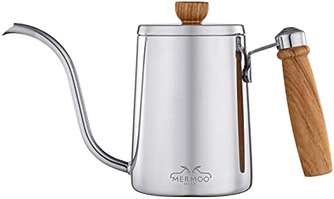 MERMOO YILAN Coffee Kettle Pour Over Coffee Maker 600ml Tea Pot Gooseneck Kettle Stovetop Stainless Kettle with Anti-scald Handle(silver) by MERMOOYILAN