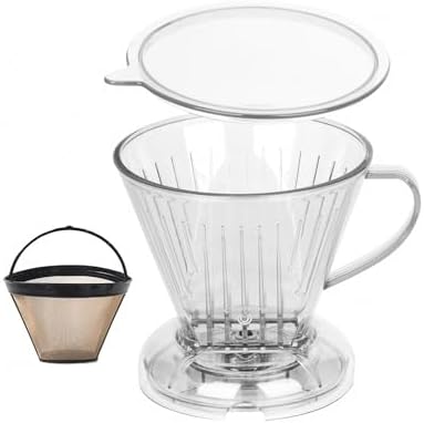 Coffee Dripper with Reusable Coffee Filter #4 Tea Infuser for Loose Leaf Tea Steeper Large 18 oz BPA Free Dishwasher Safe (CLEAR) by CPUNIVS