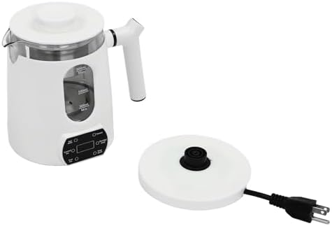 0.8L/27oz Electric Tea Kettle with Tea Infuser 360 ° Shaped White Glass Hot Tea Maker With Temperature Control& Anti-dry burn protection Hot Water Boiler for Coffee&Tea Automatic Shut Off - Image 2