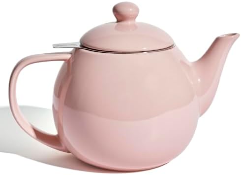Sweese Porcelain Teapot 27 oz with Infuser for Loose Leaf Tea, Pink by Sweese