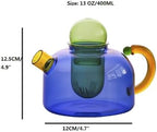 Glass Teapot Stovetop 13 OZ/400ml, Tea Pot with Removable Infuser, Colorful Clear Tea Kettle, Teapot Blooming and Loose Leaf Tea Maker Tea Brewer for Camping, Travel (Tea Pot-Blue) - Image 5