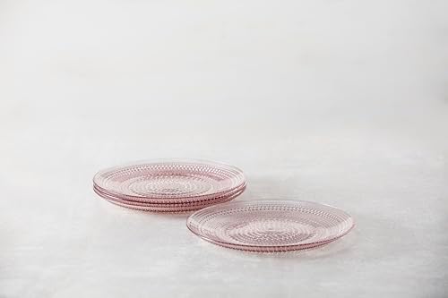 Fortessa Jupiter Hobnail Glass, 10.5" Dinner Plate (Set of 4), Pink - Image 2