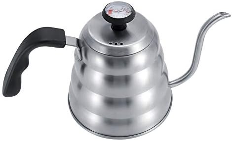 Stainless Steel Coffee Pot Gooseneck Coffee Kettle 1L with Built in Thermometer Precise Pouring Ergonomic Handle for Pour Over Tea Home Kitchen (Sanding plus thermometer 1.2L) - Image 7