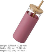 Glass Tumbler with Bamboo Lid and Straw, 20oz Borosilicate Glass Water Bottle, Reusable Iced Coffee Cup with Silicone Sl - Image 5