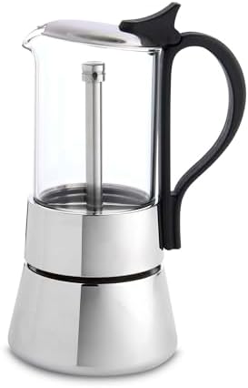 Fino Glass Top Espresso Coffee Maker, Brews up to 4 Servings by Fino