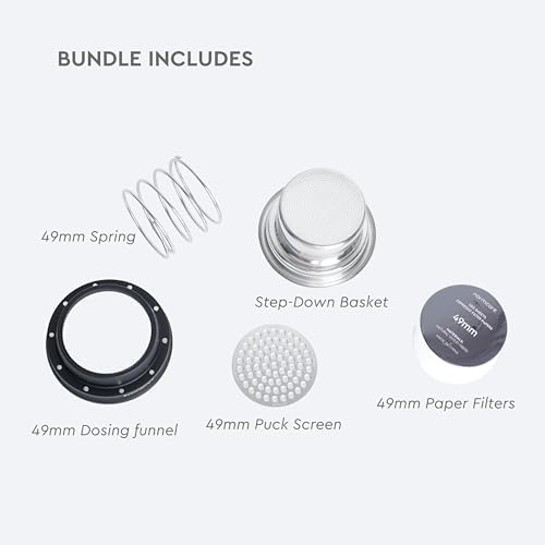 Normcore 58mm to 49mm Step-Down Portafilter Basket Kit – 0.18mm Holes – Fits 58 mm Bottomless Portafilters – Includes 49mm Funnel, 0.8mm Puck Screen, 200 Papers - Image 5
