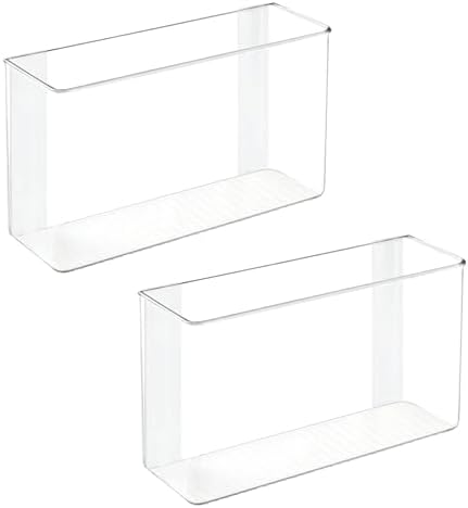 mDesign Plastic Adhesive Mount Storage Organizer Container for Kitchen or Pantry Wall Organization - Space Saving Holder for Sandwich Bags, Foil - 11" Wide - Ligne Collection - 2 Pack - Clear by mDesign