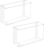 mDesign Plastic Adhesive Mount Storage Organizer Container for Kitchen or Pantry Wall Organization - Space Saving Holder for Sandwich Bags, Foil - 11" Wide - Ligne Collection - 2 Pack - Clear by mDesign