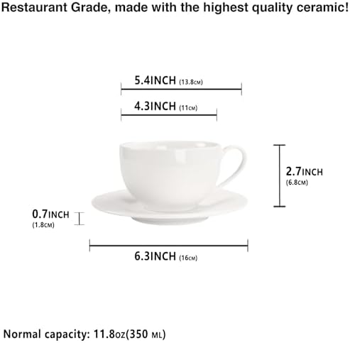 Coffee Mugs Set,Ceramic Tea Cup with saucer, Espresso Cups 8-piece, Stackable Cups, for Latte,Hot Tea,Cappuccino, Mocha, Cocoa, dishwasher, oven, microwave safe, Best gift, 12 Oz(350ML) - Image 2