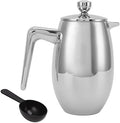 304 Grade Stainless Steel Insulated Coffee Press with Spoon, French Press Coffee Maker, Cold Brew Heat Resistant Thickened Borosilicate Coffee Pot for Camping Travel(11 8OZ/350ML), French Press c by Pilipane