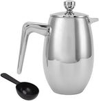 304 Grade Stainless Steel Insulated Coffee Press with Spoon, French Press Coffee Maker, Cold Brew Heat Resistant Thickened Borosilicate Coffee Pot for Camping Travel(11 8OZ/350ML), French Press c by Pilipane