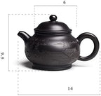 KYUSAR Japanese Cast Iron Teapot Chinese Teapot 7.4oz/0.22L Teapot Black Clay Tea Pot Handmade Three-Dimensional Carving Teapot Tetsubin Tea Pot - Image 2