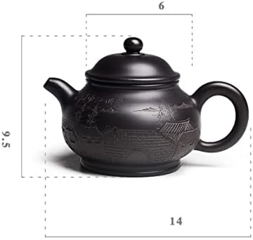 KYUSAR Japanese Cast Iron Teapot Chinese Teapot 7.4oz/0.22L Teapot Black Clay Tea Pot Handmade Three-Dimensional Carving Teapot Tetsubin Tea Pot - Image 2