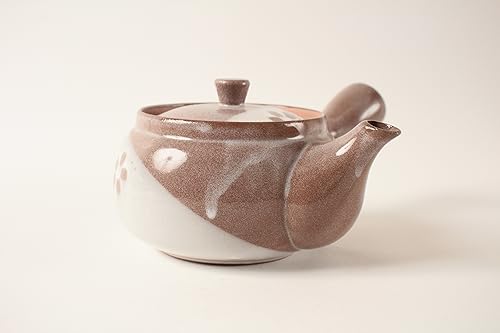 Mino ware Japanese Pottery Teapot Kyusu Plum Flowers in Russet Brown with Infuser made in Japan (Japan Import) SYK004 (Russet Brown) - Image 2