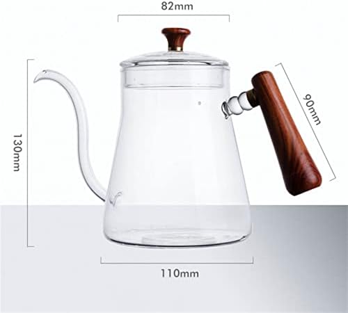 Coffeemaker Pots 600ml Heat Resistant Clear Glass Tea Coffee Kettle Gooseneck Thin Spout For Pour Over Pot Stovetop Microwave Safe Teapot - Image 6