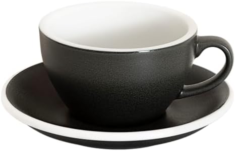 Loveramics Matt Cappuccino Cup, 8 oz Ceramic Latte Art Mug with Saucer, Thick-walled stoneware cup Set, Barista Latte Cup Set for Latte, Cappuccino, Tea - Mineral Colors (Anthracite, 8OZ) by LoveramicsUSA